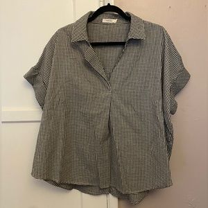 ModCloth Mod Ref B&W Gingham Shirt Large